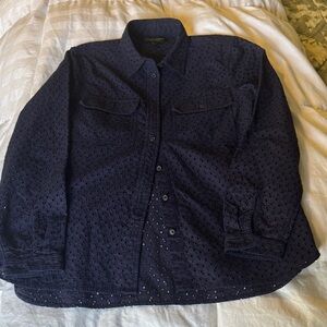 Banana Republic Dark Blue Eyelet Shirt M